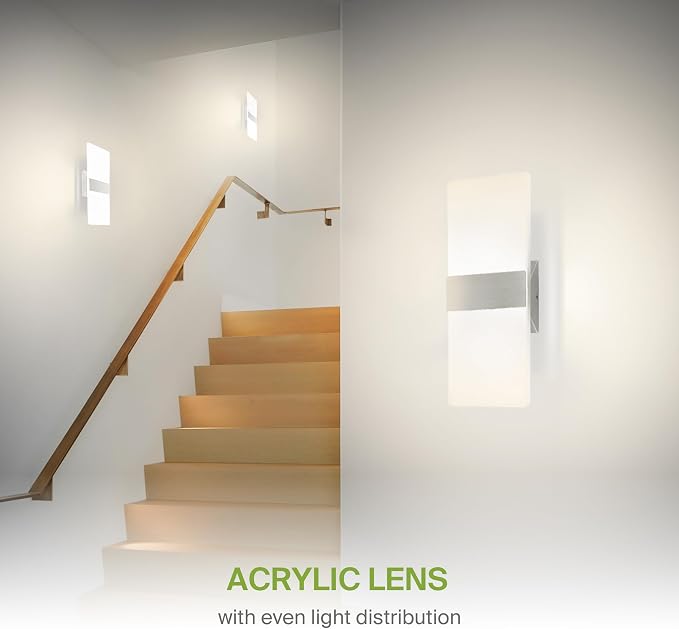 ASD 14 Inch Indoor LED Wall Sconce - 24W 2700K-5000K Dimmable Brushed Nickel Wall Sconce Lights for Living Room, Bedroom, Bathroom, Hallway - Modern Wall Sconces Hardwired, ETL Interior Light