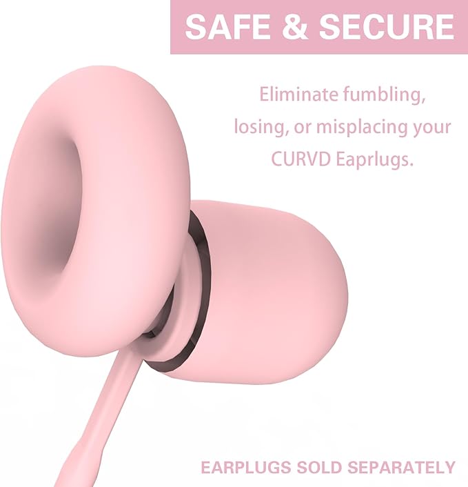 Earplug Lanyard [2 pcs] with Magnetic Tug-Resistant Safety Cord, Flexible Silicone Lanyard with Most Earplugs with Removable Tips Compatible(Pink)