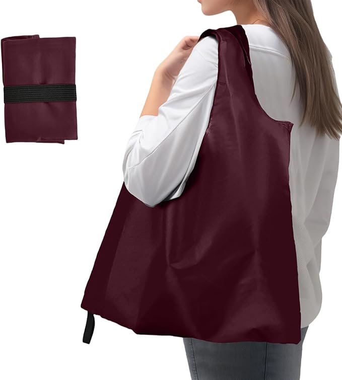 Washable Reusable Grocery Bags, Foldable Reusable Shopping Bags, Polyester Tote, Pocket Size Carrier