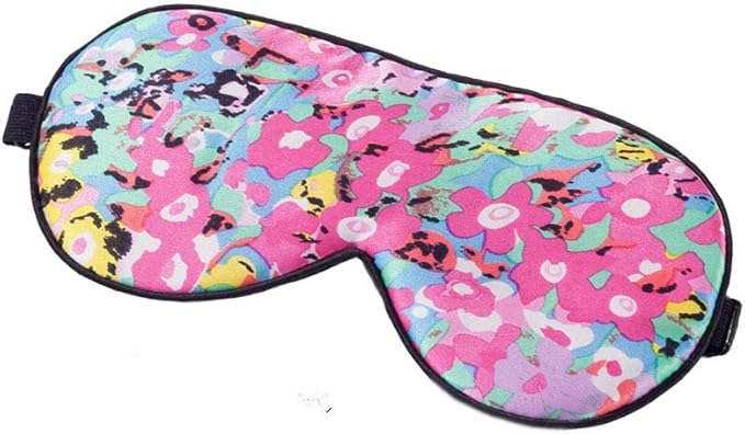 Tim & Tina Silk Sleep Mask for Women Men Comfortable Blindfold Eye Mask with Adjustable Strap for Travel Yoga Nap Shift Work (Colorful Flowers)