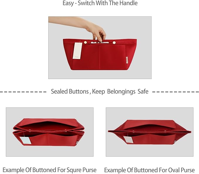 ZTUJO Purse Organizer Insert For Handbag & Tote Shaper,Tote Bag Organizer Insert For Speedy Neverful, 6 Sizes(Small, Silky Red)