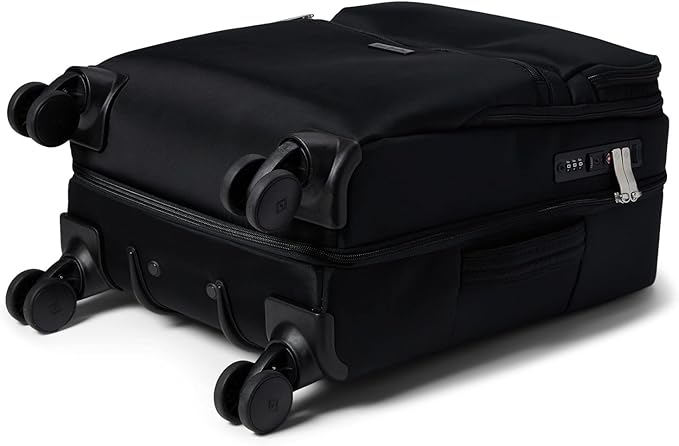 Vera Bradley Women's Softside Rolling Suitcase Luggage, Black, 22" Carry On