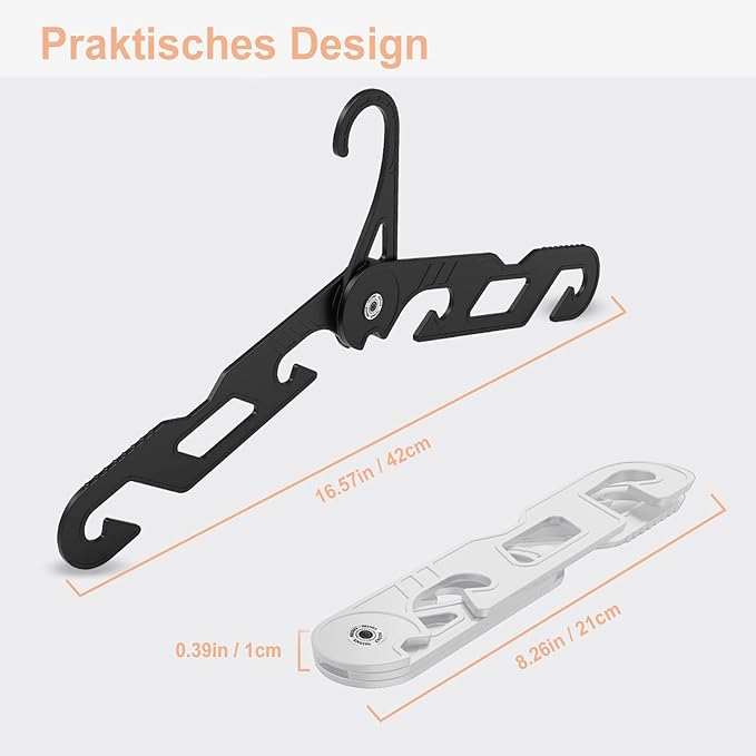 NICEDACK Premium Travel Hangers, Portable Folding Clothes Hangers, Super Bearing Collapsible Hanger Foldable Clothes Drying Rack for Travel, Indoor and Outdoor Use(3 White + 3 Black)