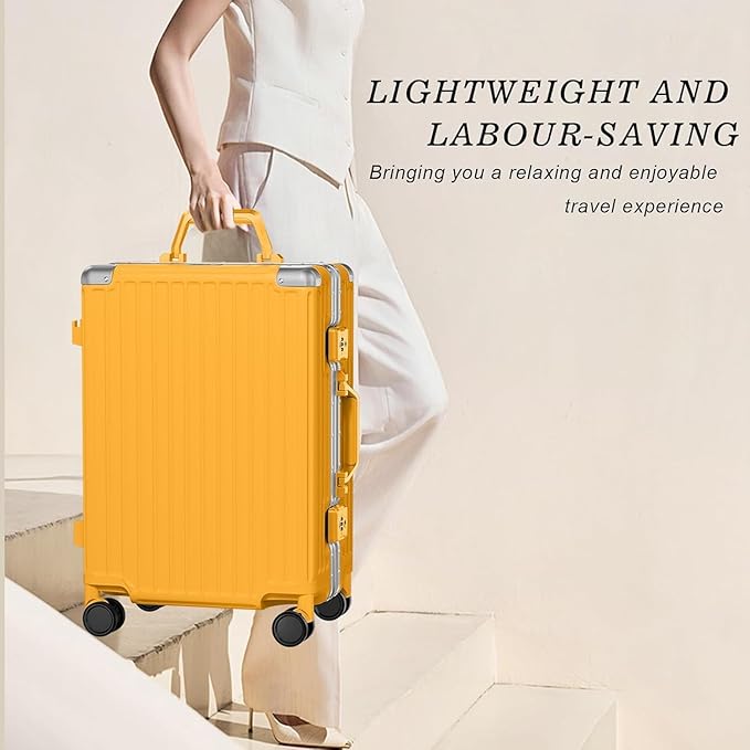 AnyZip Luggage PC+ABS Aluminum Frame Zipperless Checked Luggage Hard Shell Suitcase with TSA Lock Double Spinner Wheels 28 Inch Orange