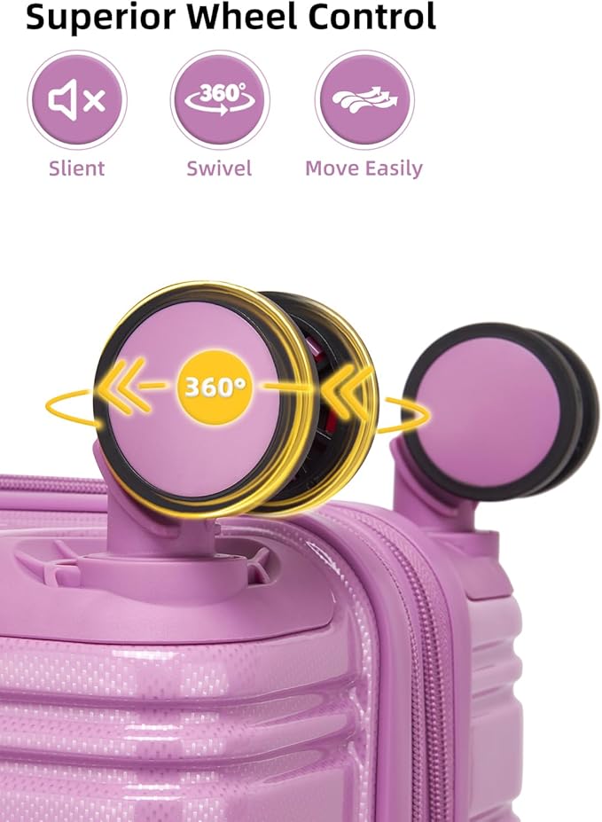 LARVENDER Carry On Luggage 22x14x9 Airline Approved, 20 Inch Expandable PC+ABS Hardside Suitcase Carry On Luggage with Spinner Wheels TSA Lock for Women Men (Berry)