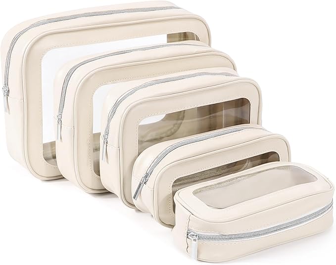 YOPCDJ 5PCS Diaper Bag Organizer Pouch Set, TSA Approved Toiletry Bag，Clear Waterproof TPU Makeup Bag Set Travel Organizer Bags for Women and Kids,Mothers Day Gifts