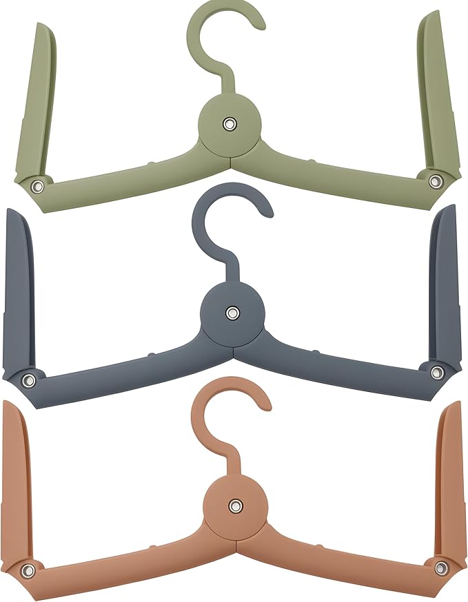 Foldable Travel Hangers for Cruise, Portable Clothes Hangers, Cruise Accessories Must Haves & Essentials for Women, Lightweight Collapsible Drying Rack for Hotel (3-Pack, Multicolor)