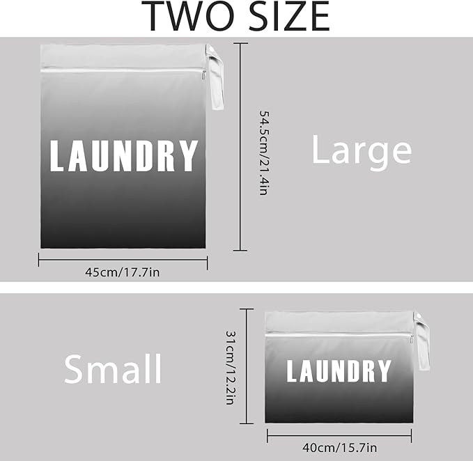 2 Pcs Large Travel Laundry Bag - Waterproof Wet Dry Washable for Dirty Clothes, Bathing Suit, Workout, Gym, Swimming, Yoga (Grey+Black)