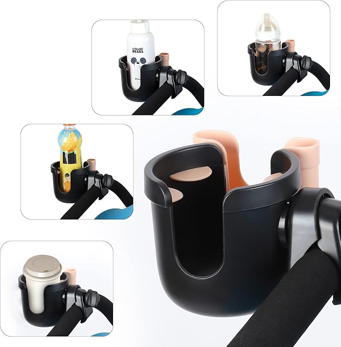 Accmor Stroller Cup Holder with Phone Holder, Bike Cup Holder, Universal Cup Holder for Uppababy Nuna Doona Strollers, 2-in-1 Cup Phone Holder for Stroller Bike Wheelchair Walker Accessory