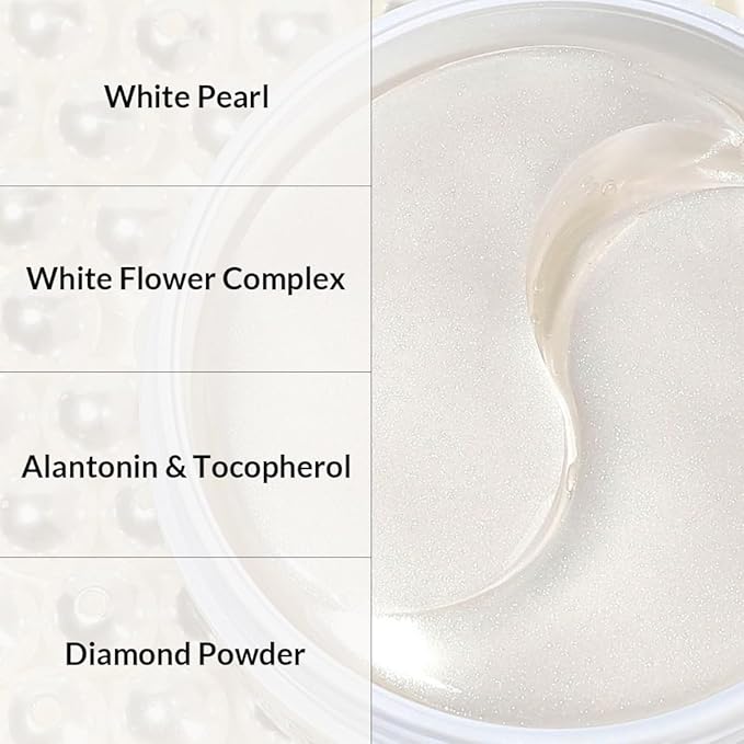MIZON Pure Pearl Eye Gel Patch with Pearl, Diamond Powder, and Niacinamide for Radiance, Firming, and Nourishment – 60pcs – Improves Dark Circles and Luminosity