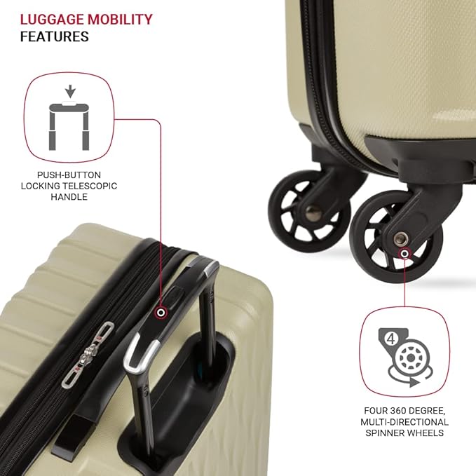 SwissGear 8018 Expandable Luggage, Hard Shell Medium Luggage with Spinner Wheels
