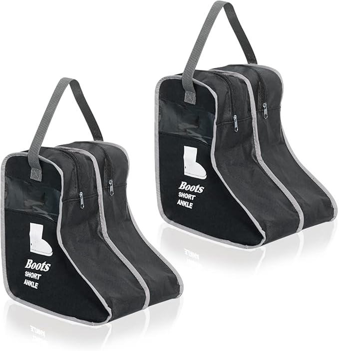2 Pack Portable Boots Storage Bag, Black Shoe Bags for Storage and Travel Dust Proof Travel Shoe Bags for Packing (Medium)