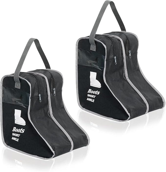 2 Pack Portable Boots Storage Bag, Black Shoe Bags for Storage and Travel Dust Proof Travel Shoe Bags for Packing (Medium)