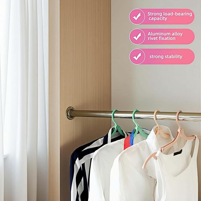 6 Pack Foldable Clothes Hangers for Travel - Portable, No Slip & Windproof Design, PP Plastic Collapsible Hangers with Anti-Slip Grooves, Space Saving for Shirts, Jeans, Socks (Multi-Color)