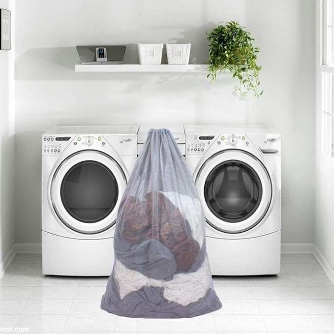 2 Pack Mesh Laundry Bags, 24 x 36 Inches Heavy Duty Drawstring Bag, Factories, College, Dorm, Travel and Apartment Dwellers, Grey