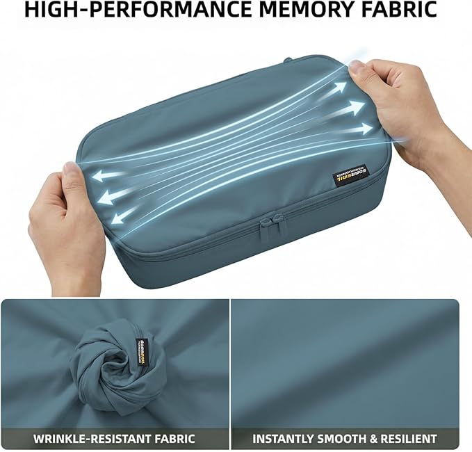 4 Piece Compression Packing Cubes for 3–7 Day Travel, Lightweight Travel Organizers with Breathable Mesh, Double-Zipper Packing Cubes for Carry-On & Suitcases (Gray Blue)
