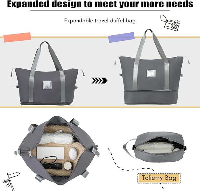 Luggage Sets Softside Expandable 3 Piece Set Lightweight Suitcase with Duffel Bag Upright Spinner Softshell, TSA Lock Carry On for Business for Family Travel (Grey, 22"/26"/30")