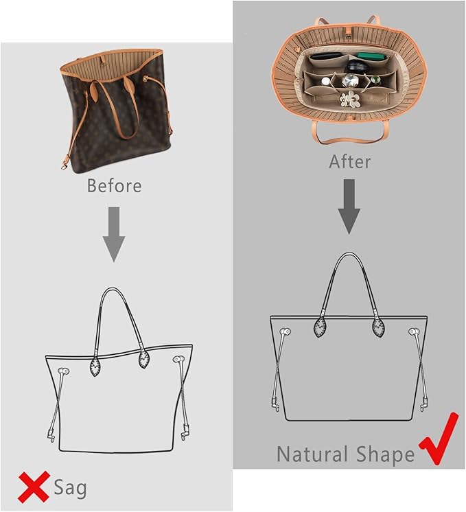 ZTUJO Purse Organizer Insert, Felt Bag Organizer For Handbag, 13 Colors, 6 Sizes (Small, Silky Beige)