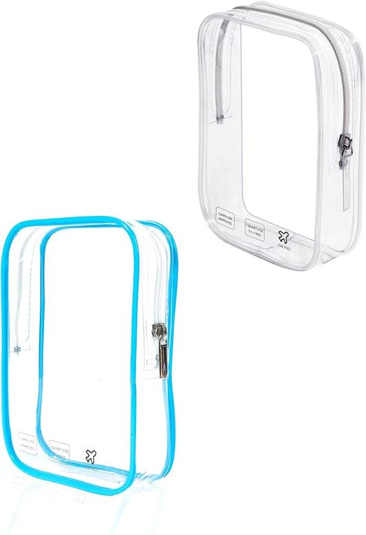 2 Packing Cubes 1 Quart Size Travel Bag TSA Approved Toiletry Bag Clear Small Purse Pouch International Long Flight Must Haves for Toiletries Makeup Liquids Airplane Europe Vacation Essentials