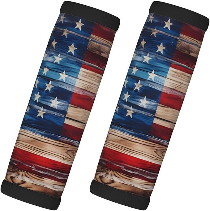 Vintage US Flag Handle Wrap Set of 2, Soft Handle Grip for Women Men Travel Luggage Outdoor Bag Markers Decor