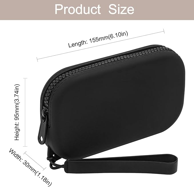 Small Silicone Multifunctional Essential Bag Portable Travel Makeup Bag for Women Men Cards Cash Bag Zipper Pouch (Black)