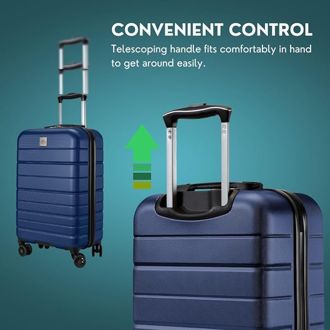 Skyway Epic 2.0 Hardside Lightweight and Durable ABS Shell Luggage, Spacious with Dual Spinning Wheels, Comfort Grip, Men and Women, 24-inch Medium Check-In, Royal Blue