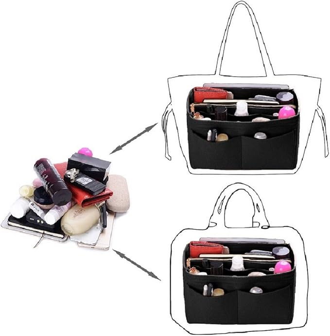 ZTUJO Purse Organizer Insert, Felt Bag Organizer with Metal Zipper, Handbag & Tote Shaper, For Speedy Neverfull Tote, 7 Sizes