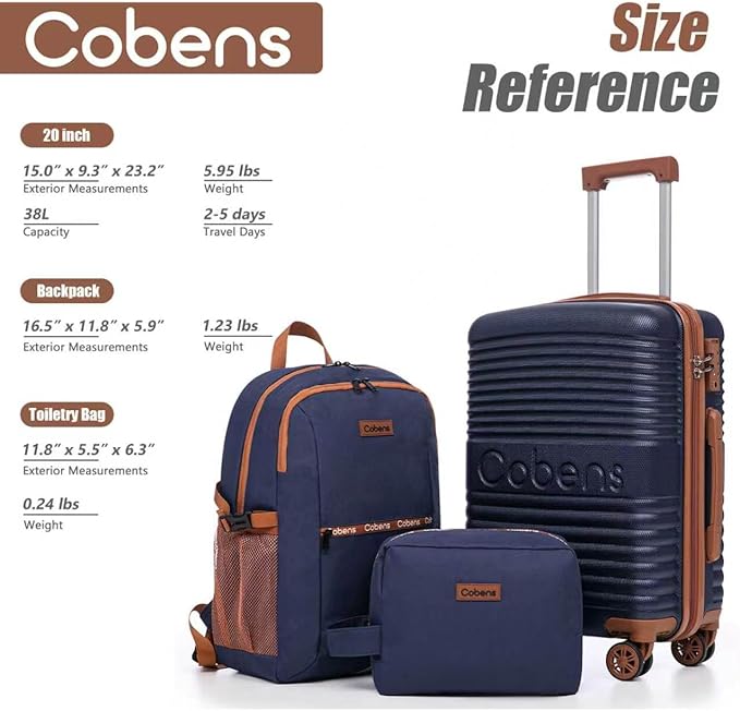Carry on Luggage 22x14x9 Airline Approved, Suitcases with Wheels Hardshell, Lightweight Hardside Luggage Set with TSA Lock, 20Inch Blue Carry on Suitcase