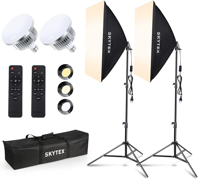 Softbox Lighting Kit 2Pack 20x28in Soft Box | 85W 2700-6400K E27 LED Bulb Continuous Photography Lighting, Photo Studio Lights Equipment for Camera Shooting, Video Recording