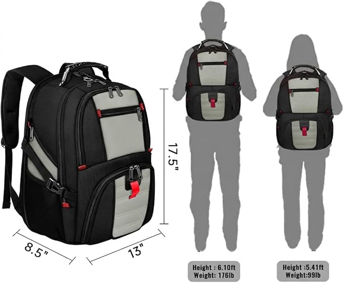 YOREPEK Large Backpack for Men, Extra Large Laptop Backpacks for Men Women, Water Resistant Travel Backpack Airline Approved Business Work Bag Fits 17 Inch Computer, Black