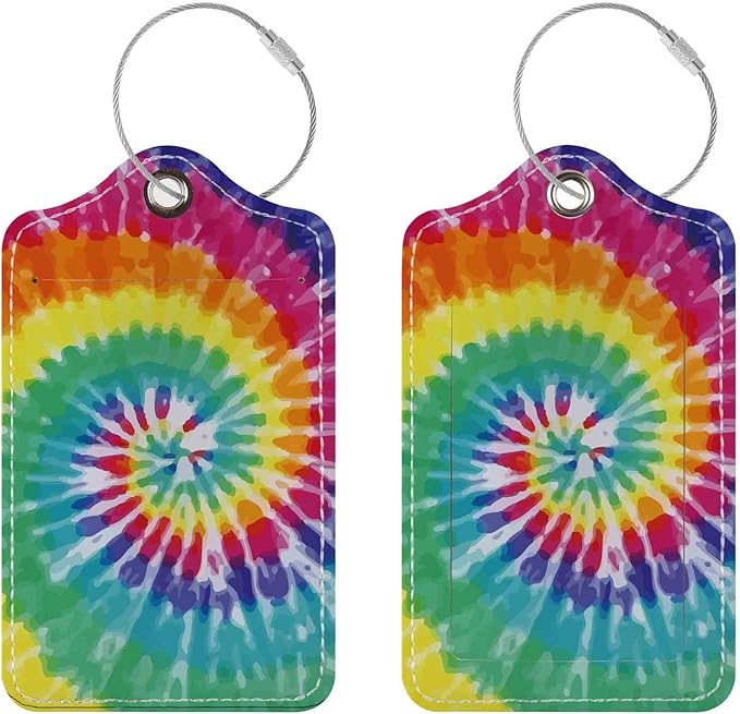 Luggage Tags for Suitcases, 2 Pack Cute PU Leather Suitcase Tag Identifiers TSA Approved with Stainless Steel Loop and Address Card for Baggage Tag for Cruise Airport Travel Essentials by Chelmon