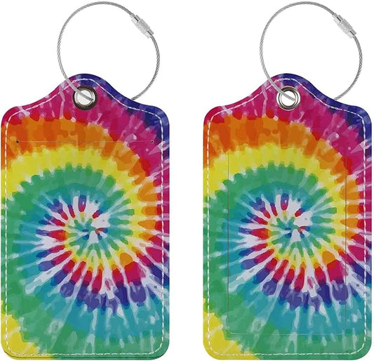 Luggage Tags for Suitcases, 2 Pack Cute PU Leather Suitcase Tag Identifiers TSA Approved with Stainless Steel Loop and Address Card for Baggage Tag for Cruise Airport Travel Essentials by Chelmon