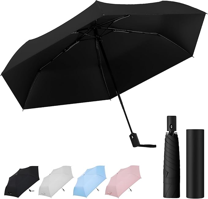 Windproof Compact Travel Umbrella,Large Strong but Light Portable and Automatic Folding Rain Umbrella, small inverted for travel size