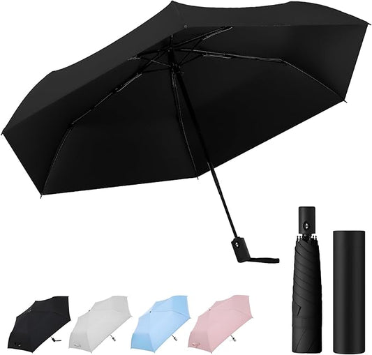 Windproof Compact Travel Umbrella,Large Strong but Light Portable and Automatic Folding Rain Umbrella, small inverted for travel size