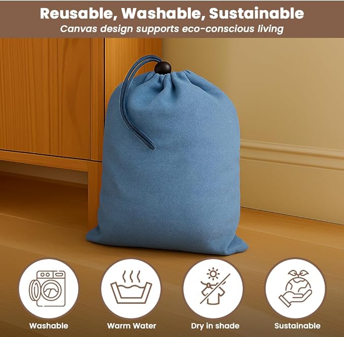 LFH Cotton Rich Shoe Storage Bags with Drawstring, Breathable Reusable Organizer, Perfect For Travel, Dorm, Hotel, College, Gym, Easy to Carry, Machine Washable 12"x17" (Pack of 4) - Sky Blue