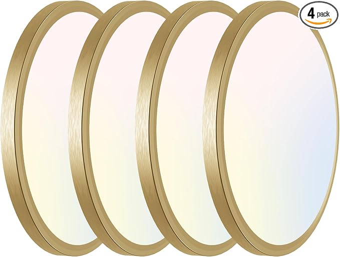 Libtit 7 Inch Golden Flush Mount Light, 15W Aureate Ceiling Light Fixture, 3000K/4000K/6500K Color Selectable, Gilded Round Lighting for Bedroom, Kitchen, Pantry, 4Pack