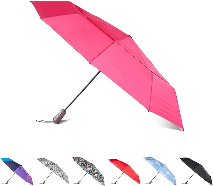 Totes Auto Open/Close Windproof Ultimate Compact Umbrella with UV and Water Repellent Protection