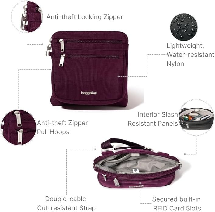 Baggallini womens Securtex Anti-theft Crossbody