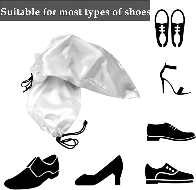 GONGKANGYUAN 4 Pack Shoe Bags for Travel Satin Fabric Shoe Bag with Drawstring for Men Women Travel Protecting Storing Shoes