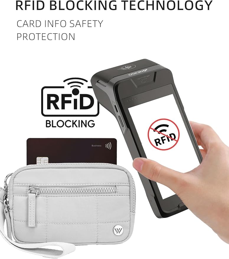 WESTBRONCO Wristlet Wallets for Women – RFID Blocking Quilted Nylon Phone Wallet, Card Holder Purse for Travel & Everyday Use