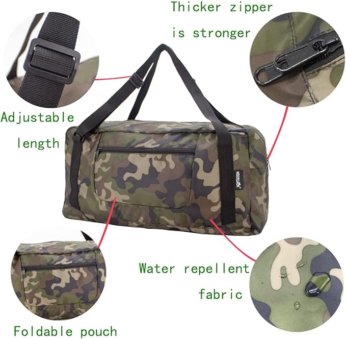 HOLYLUCK Foldable Travel Duffel Bag For Women & Men Luggage Great for Gym (jungle camo)