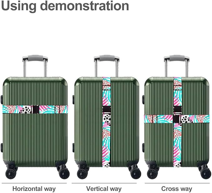 Luggage Straps for Suitcases TSA Approved Easy Pack Organized Suitcase Strap, Luggage Strap, Luggage Belt Strap, Bag Straps for Luggage. Buckle Straps Travel Accessories (Hawaii Plant)