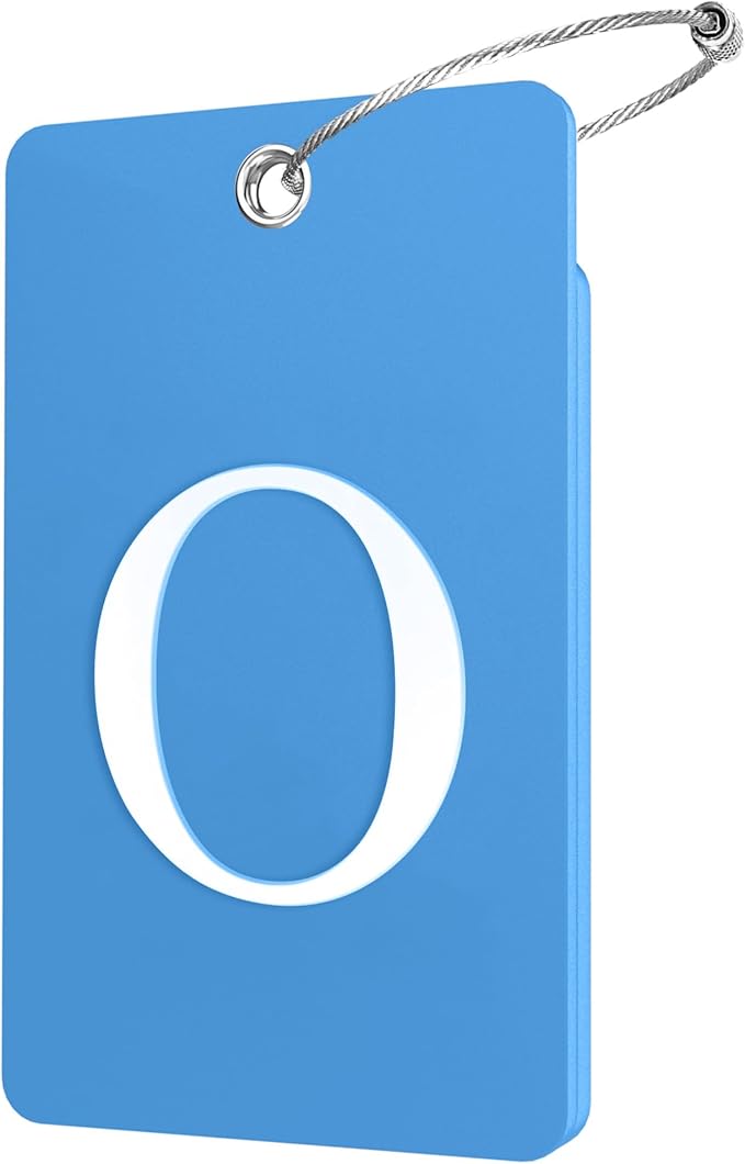 Gostwo 2 Pack Luggage Tags for Suitcases, 26 Initial Letter Travel Luggage Baggage Identification Labels ID Tag Fully Bendable Tags with Stainless Steel Loop (Blue) (Letter O)