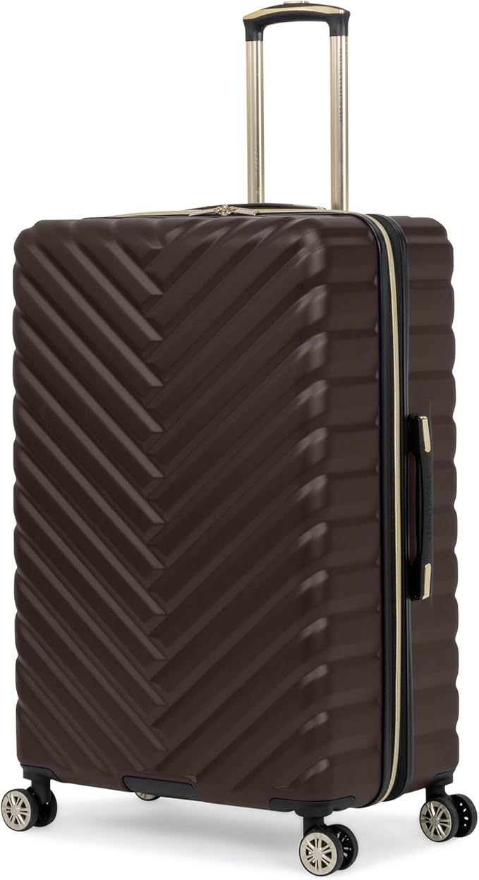 Kenneth Cole REACTION Madison Square Lightweight Hardside Chevron Expandable Spinner Luggage, Chocolate Brown, 2-Piece Set (20" & 28")
