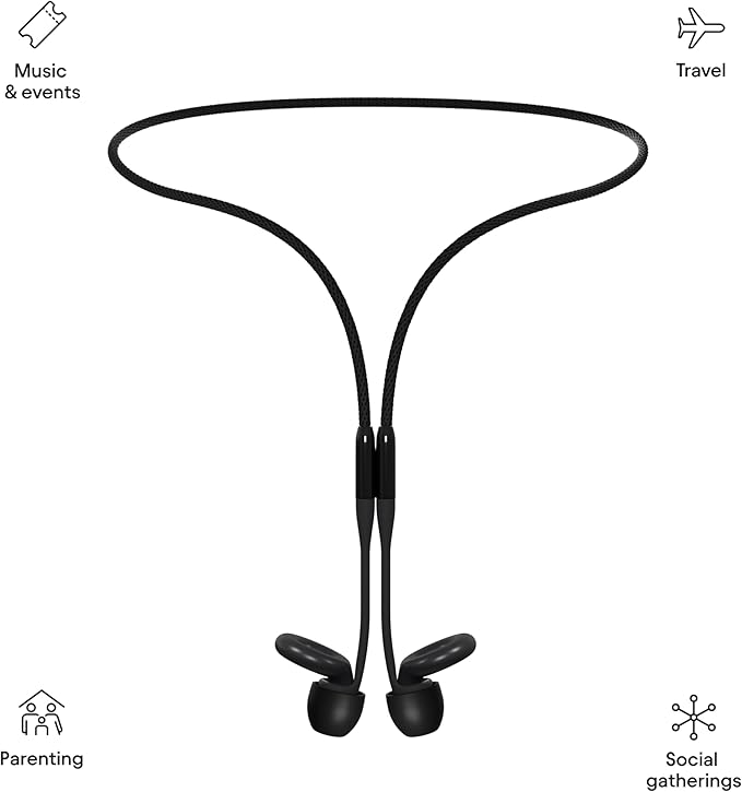 Loop Official Connector Cord For Loop Earplugs - Magnetic Tug-Resistant Safety Cord - Charcoal