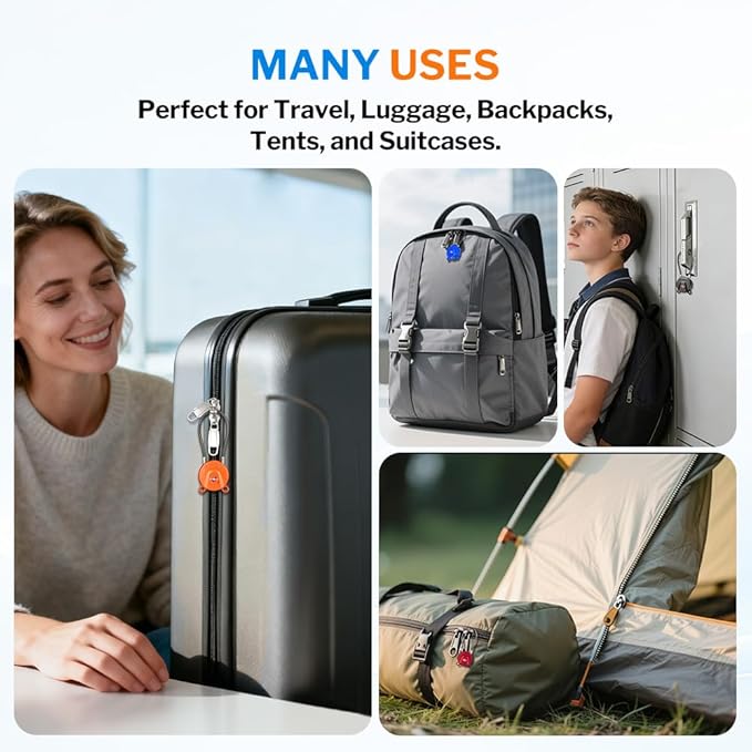 Forge TSA Approved Luggage Locks Ultra-Secure Dimple Key Cable Locks for Travel with Zinc Alloy Body- 6 Black Locks