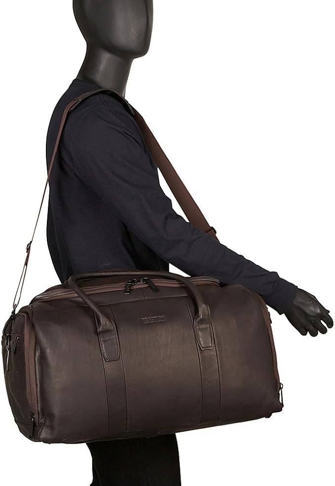 Kenneth Cole REACTION Duff Guy Colombian Leather 20" Single Compartment Top Load Travel Duffel Bag, Brown