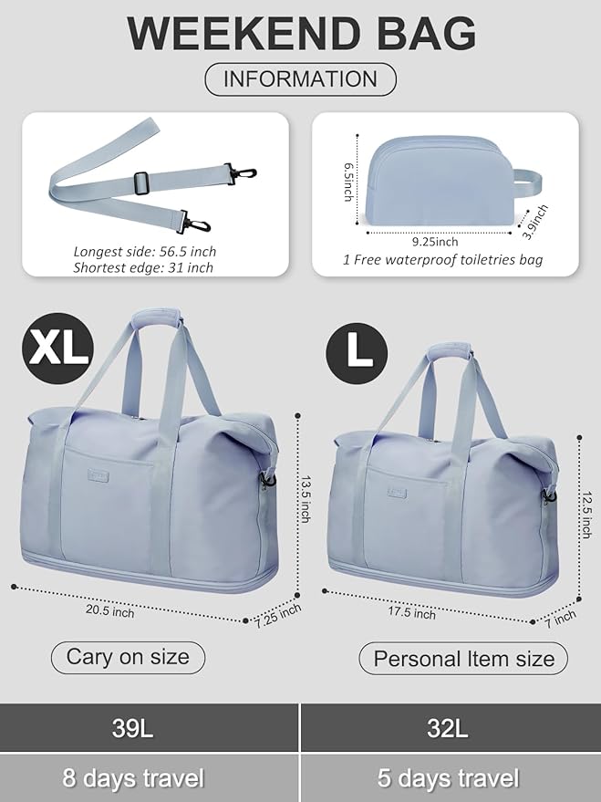 Expandable Travel Duffle Bags Weekender Overnight Bags for Women Men Hospital Bag for Women Labor Delivery with Toiletry Bag Waterproof