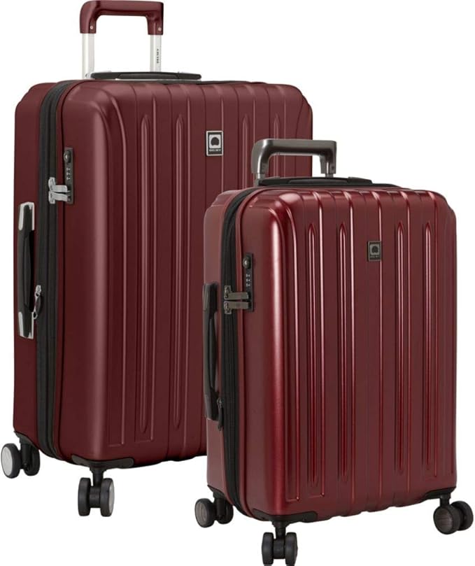 DELSEY PARIS Titanium Hardside Expandable Luggage with Spinner Wheels, Black Cherry Red, 2-Piece Set (21/25)