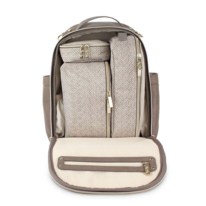 Itzy Ritzy Packing Cubes for Travel – Set of 3 Packing Cubes or Travel Organizers – Each Cube Features a Mesh Top, Double Zippers and a Fabric Handle (Taupe)